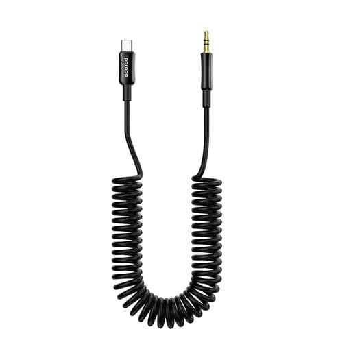 Porodo 3.5mm Type-C AUX Coiled Audio Cable 1.2m