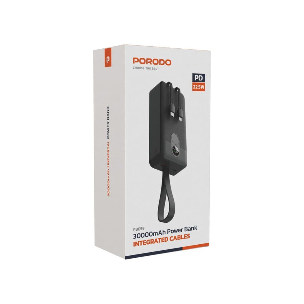 Porodo 30000mAh Digital Display with C & Lightning Cable