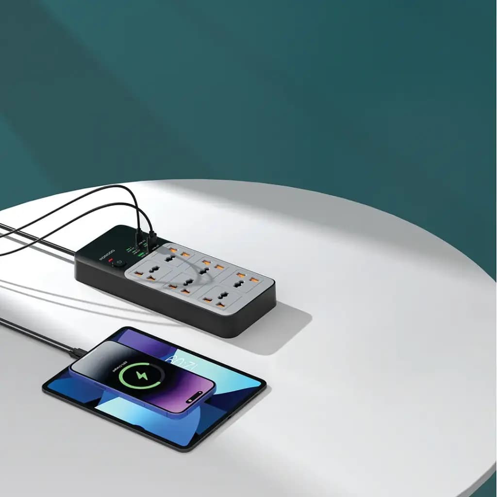 Porodo 3000W 6AC Universal Power Strip with 6 USB Ports