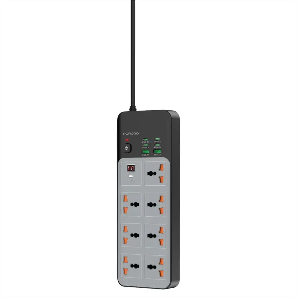 Porodo 3000W 7AC Universal Power Strip with 6 USB Ports