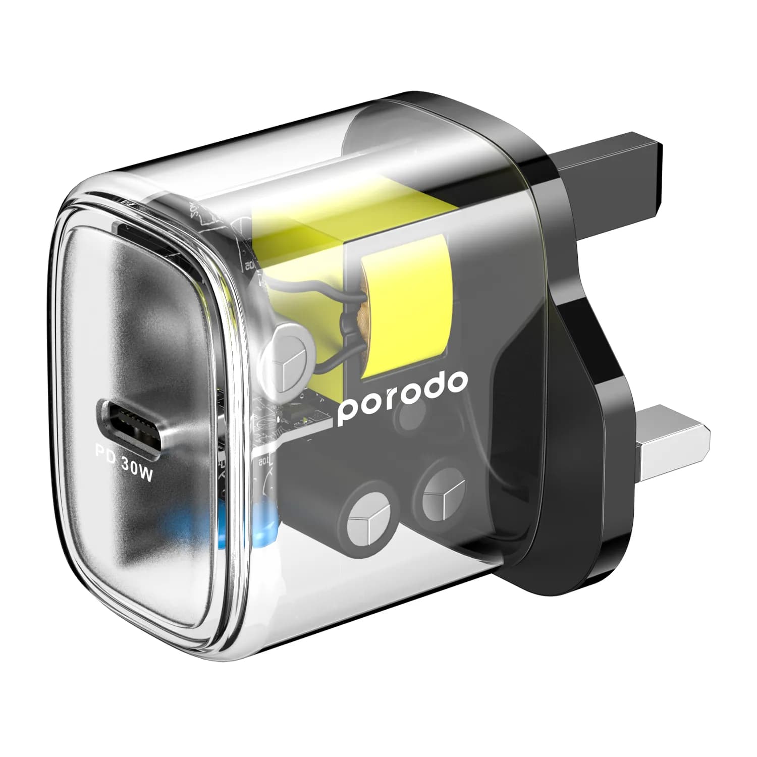 Porodo 30W Transparent Quick Charger USB-C Power Delivery UK