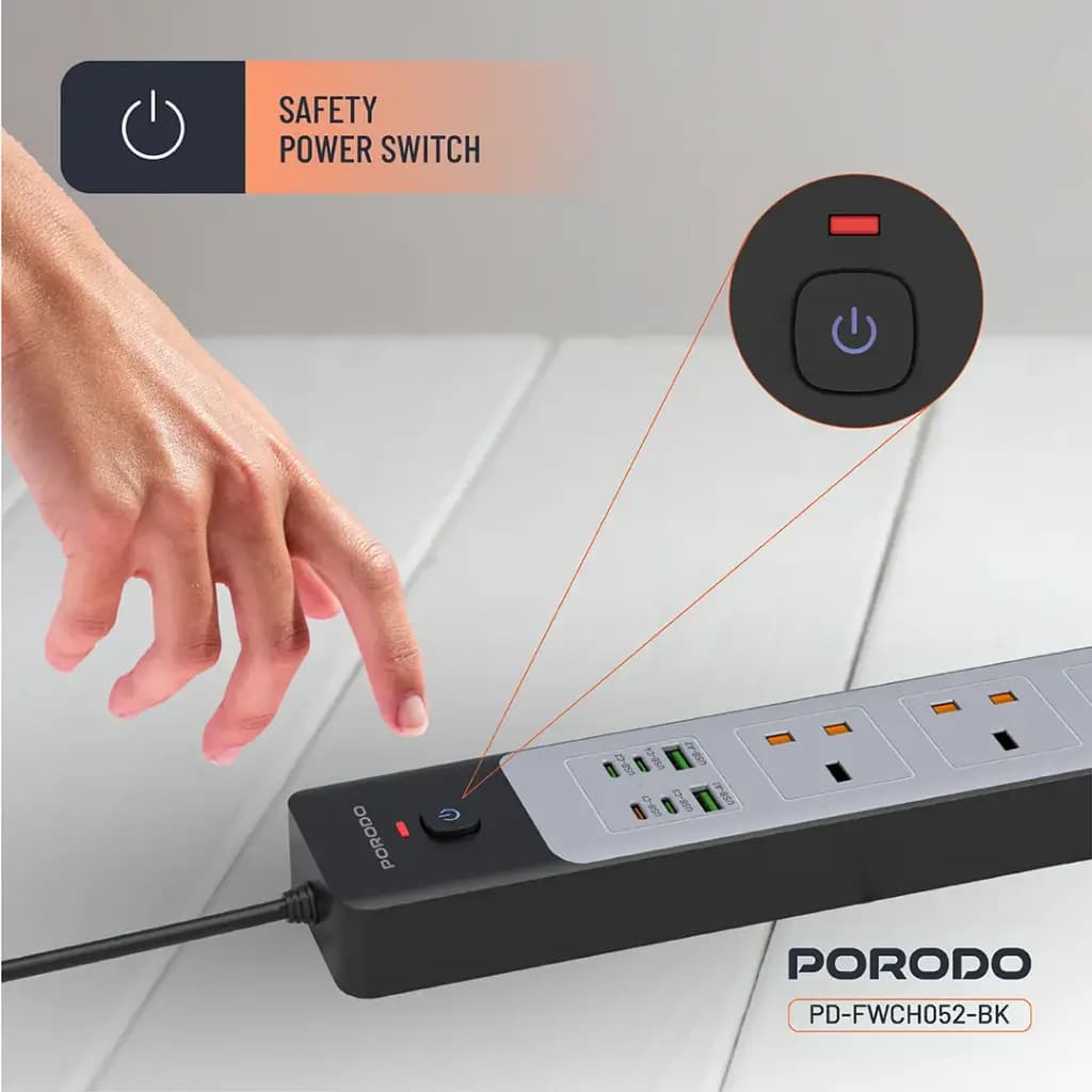 Porodo 3AC 45W 300W Power Strip