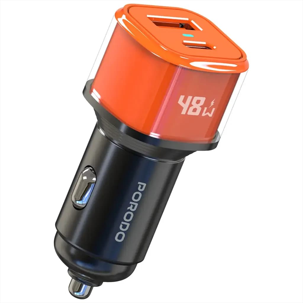 Porodo 48W Averin Multi-Port Car Charger Aluminum Alloy Housing
