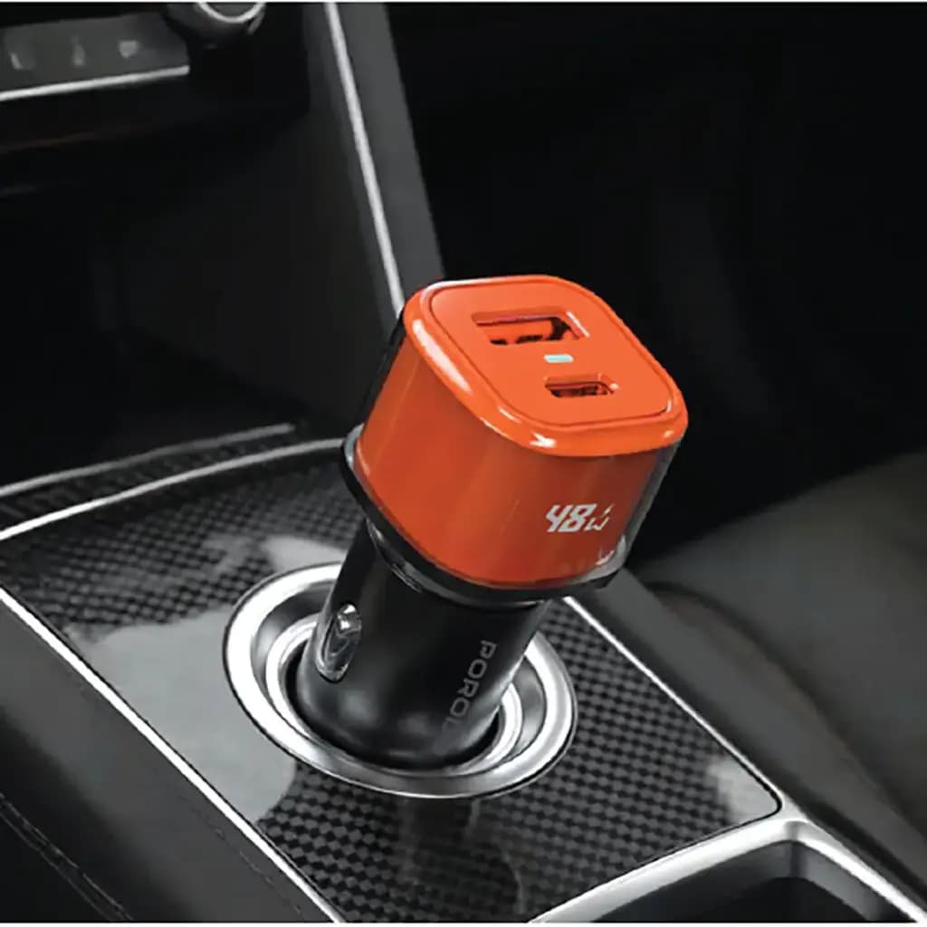 Porodo 48W Averin Multi-Port Car Charger Aluminum Alloy Housing