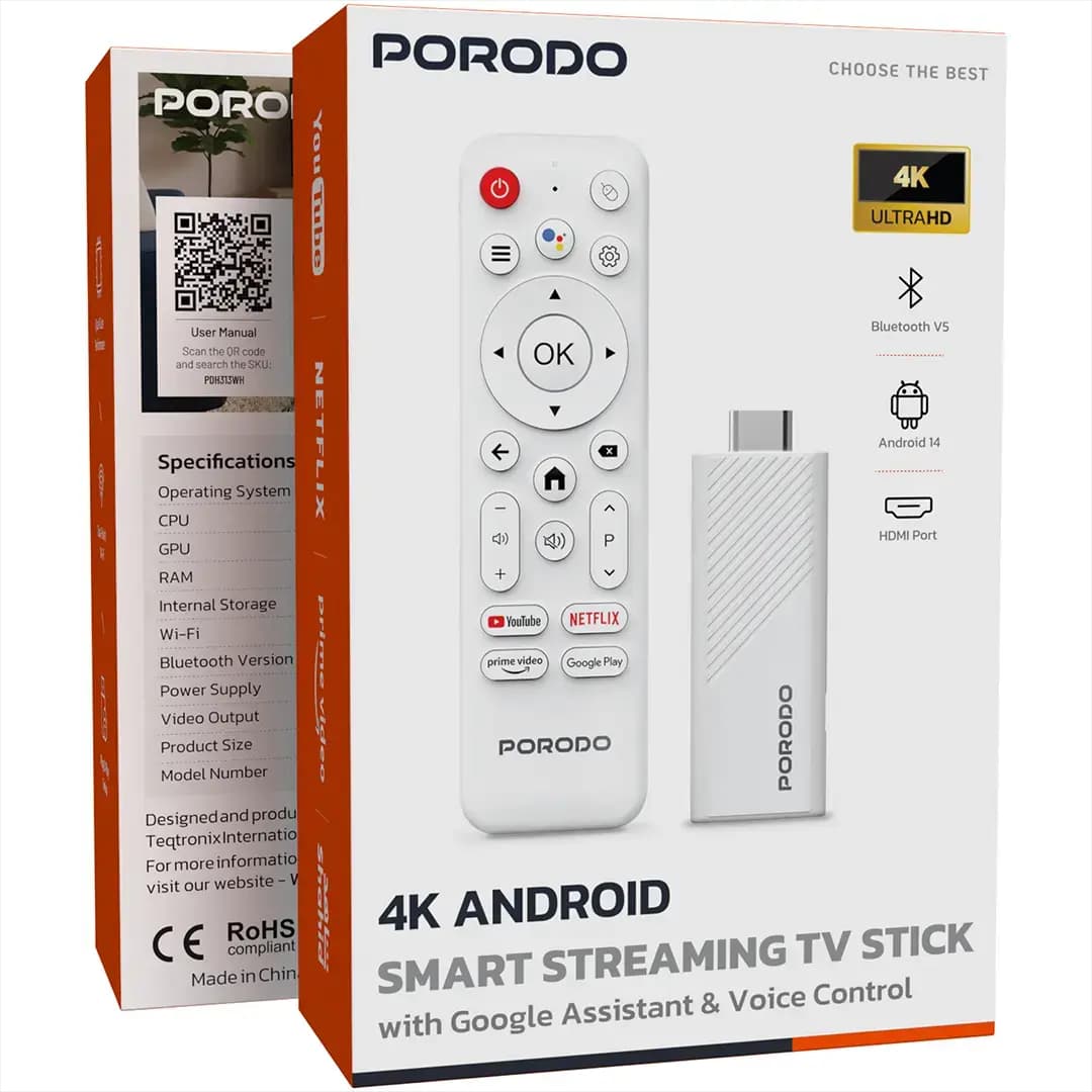 Porodo 4K Android Smart Streaming TV Stick