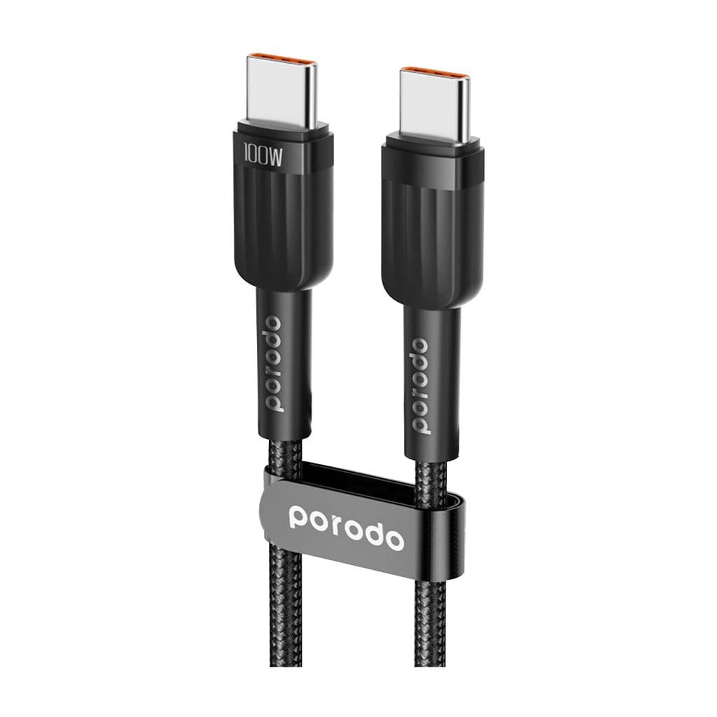 Porodo 50W Dual Port Car Charger Braided Cable Included Type-C to Type-C