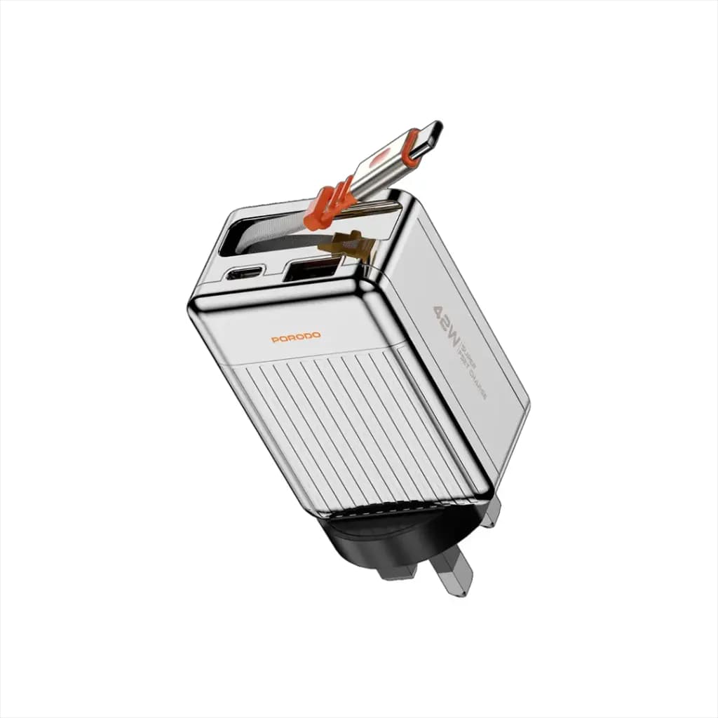 Porodo 75cm Retractable Type-C Super Quick GaN Charger