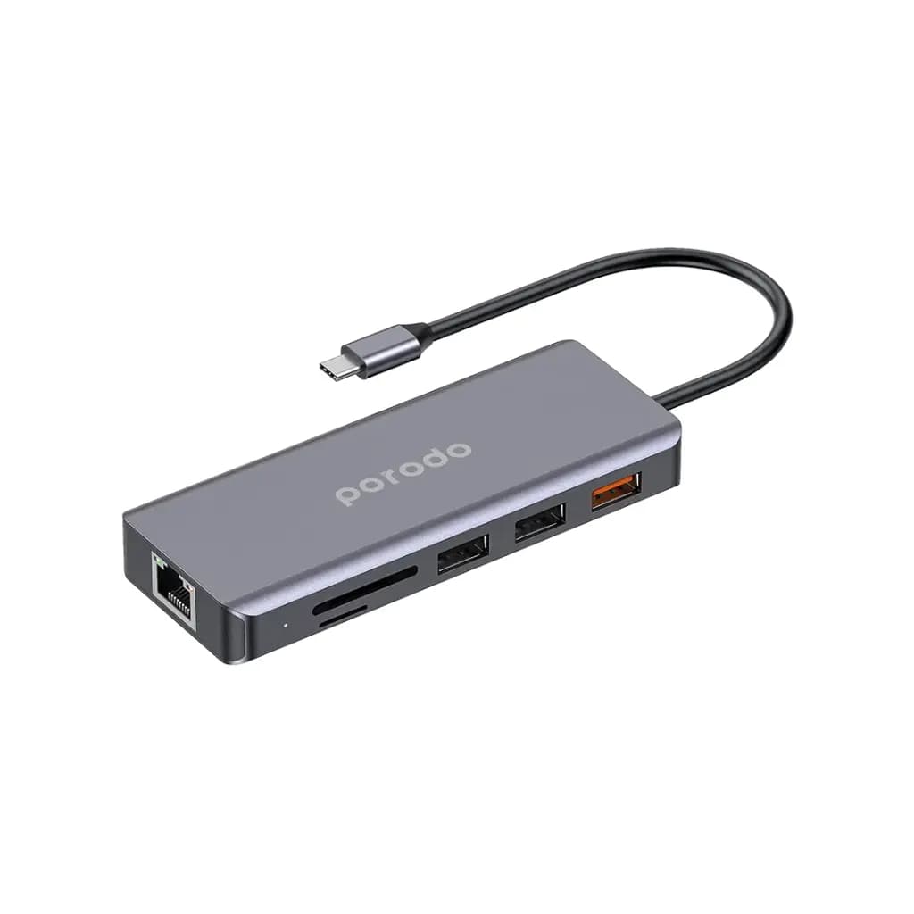 Porodo 9in1 HDMI Ethernet USB-C Hub