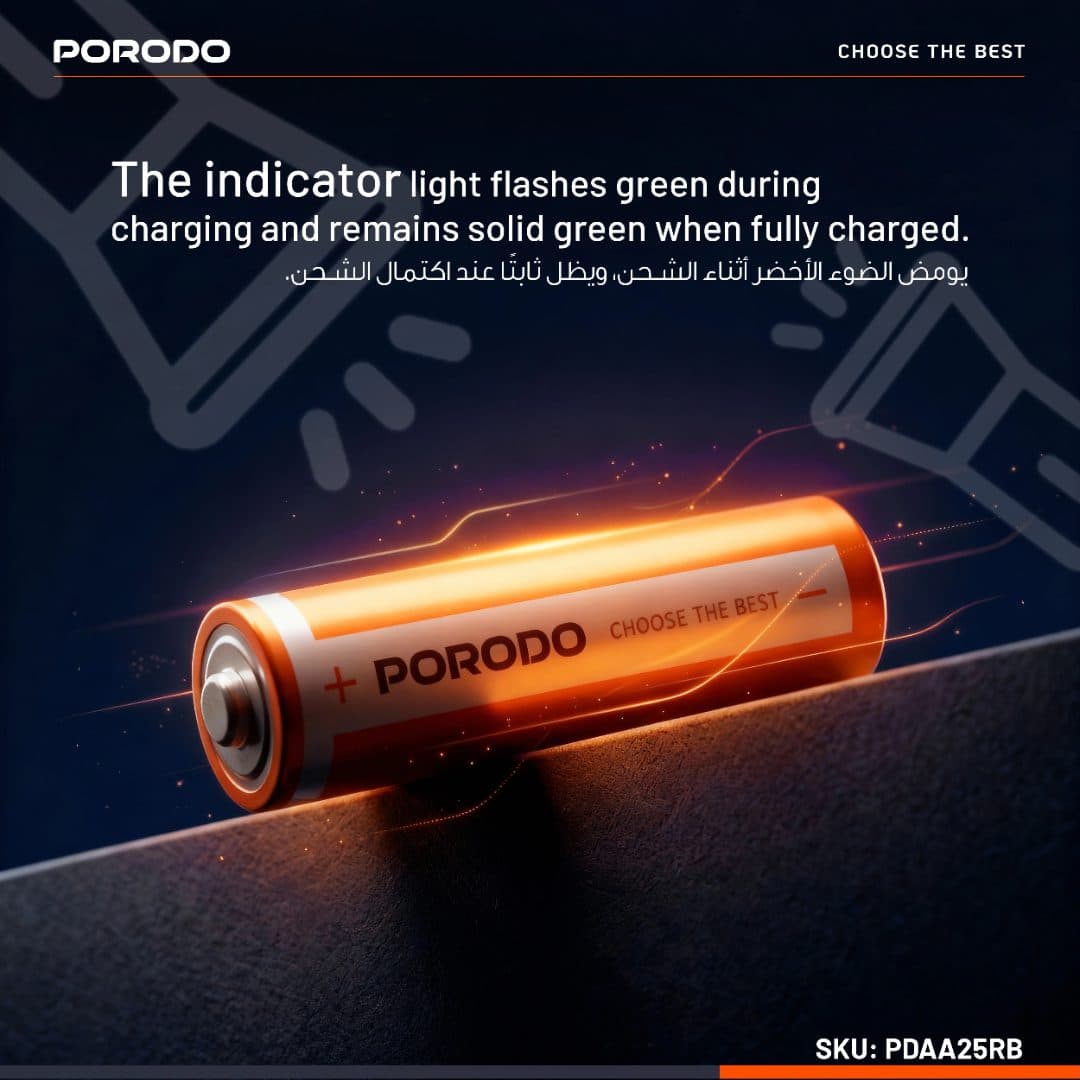 PORODO AA Lithium USB-C Rechargeable Batteries 4-Pack
