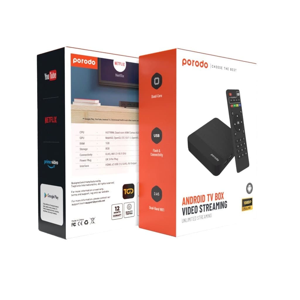 Porodo Android TV Box with Remote