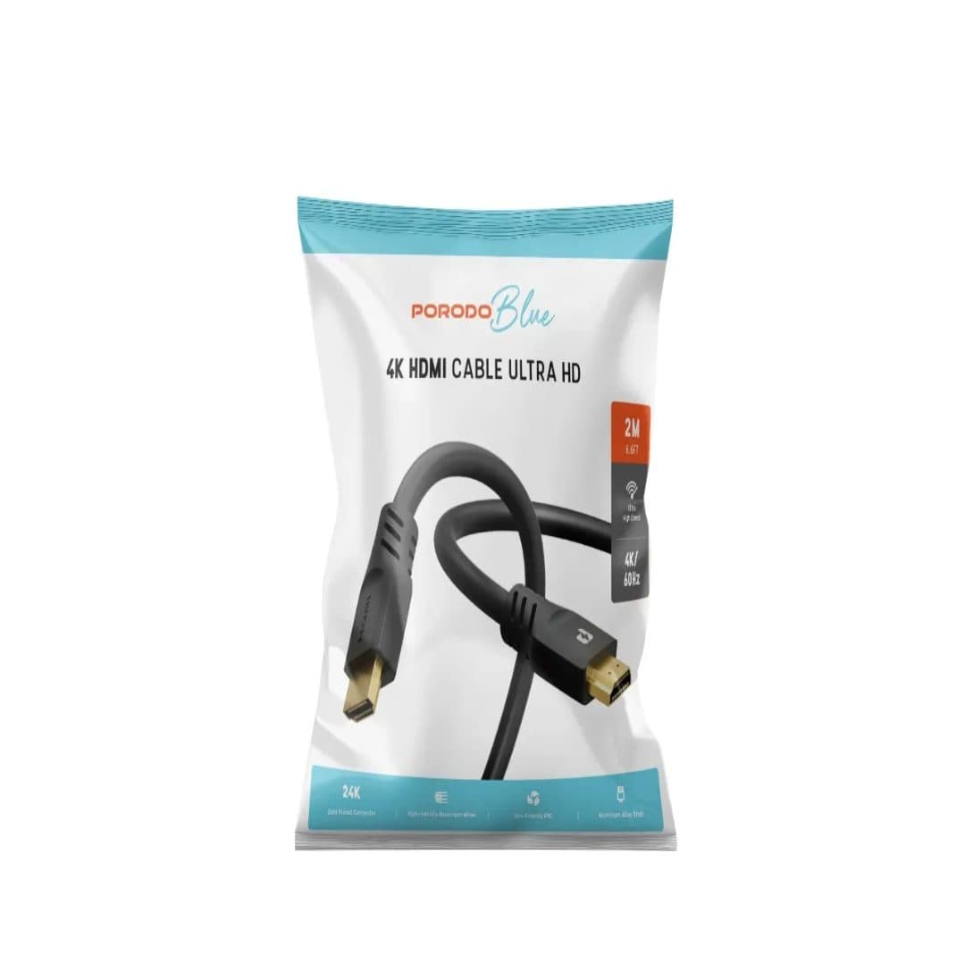Porodo Blue 4K/60Hz HDMI Cable Ultra HD (2m/6.6ft)