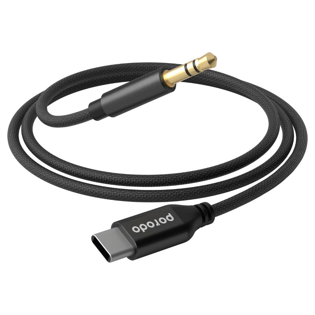 Porodo Braided Aluminum Type-C to 3.5mm Aux Audio Cable 1.2m
