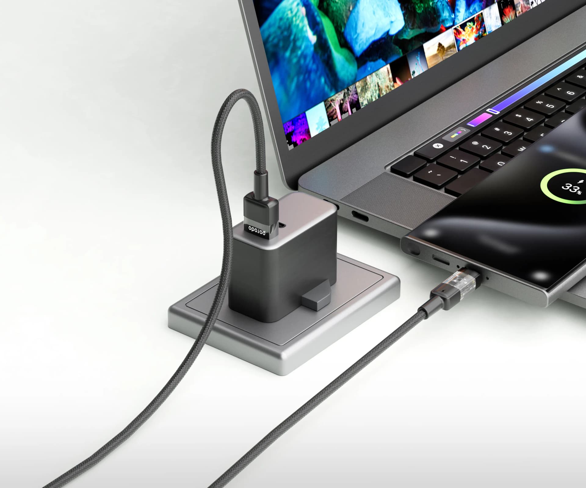 Porodo Braided USB-A to USB-C Cable 1.2m
