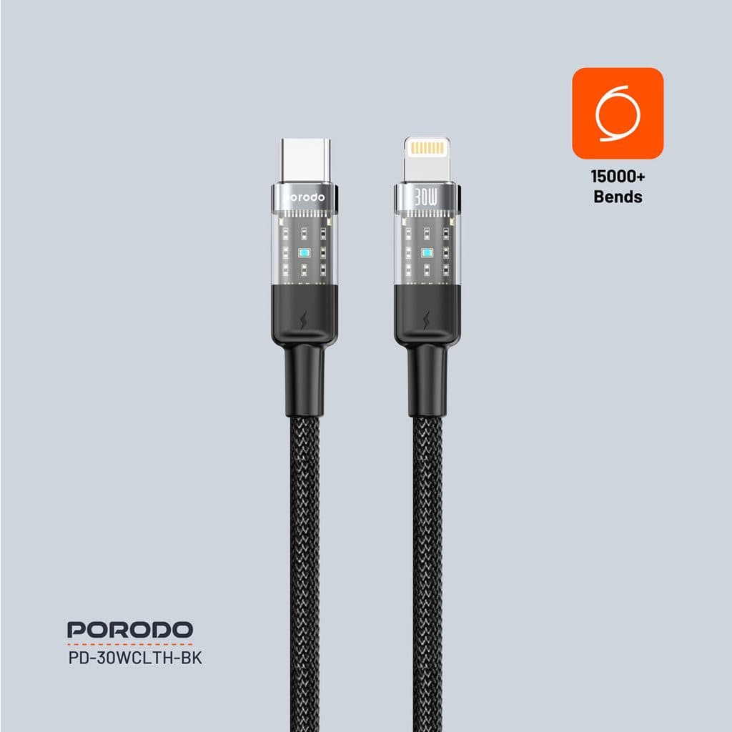 Porodo Braided USB-C to Lightning Cable 1.2m