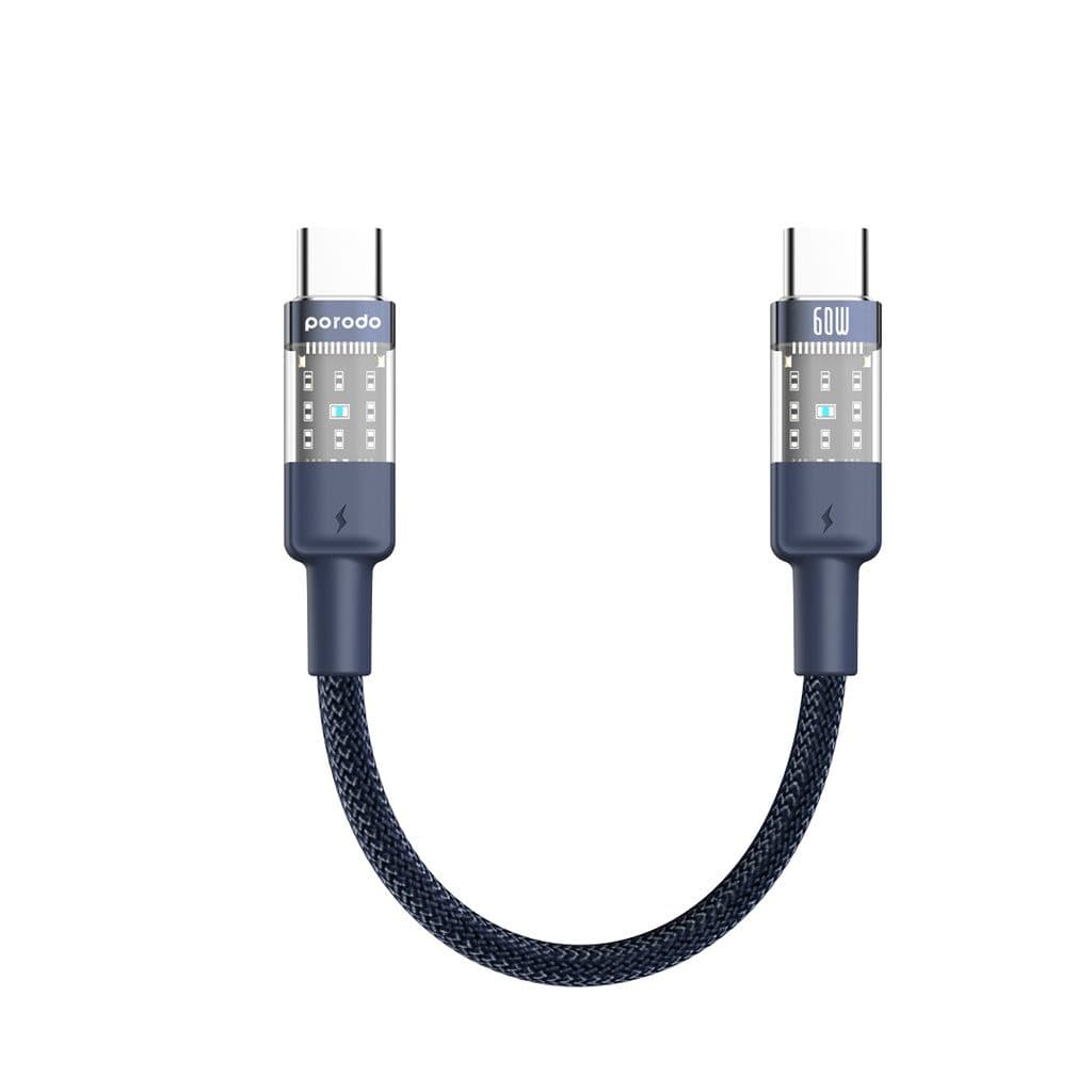 Porodo Braided USB-C to USB-C Cable 35cm Fast Charge & Data