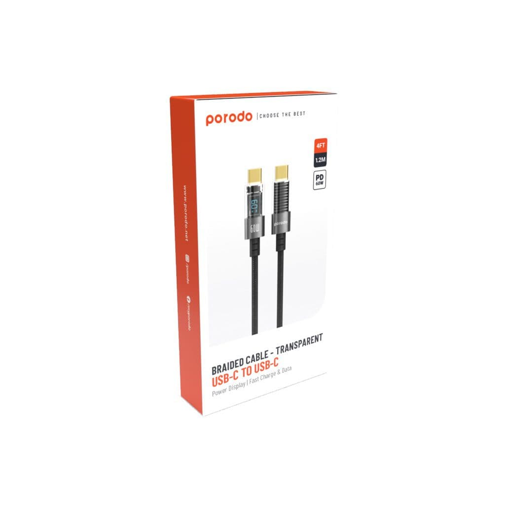 Porodo Braided USB-C to USB-C Cable 4ft