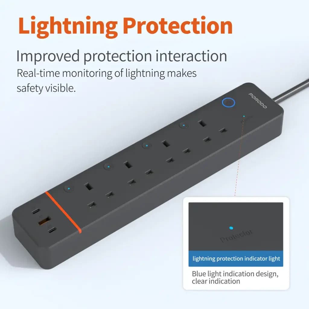 Porodo Chargelink Smart Power Strip 4AC & USB-C Ports