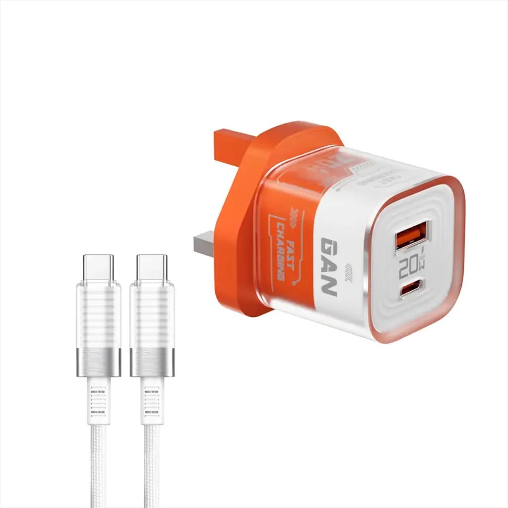 Porodo Crystal Shell GaN Wall Charger 1.2M USB-C Cable Included