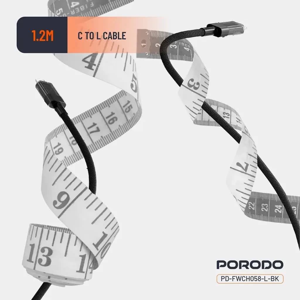 Porodo Dual-Port | Digital Display Quick Charger with C to L Cable