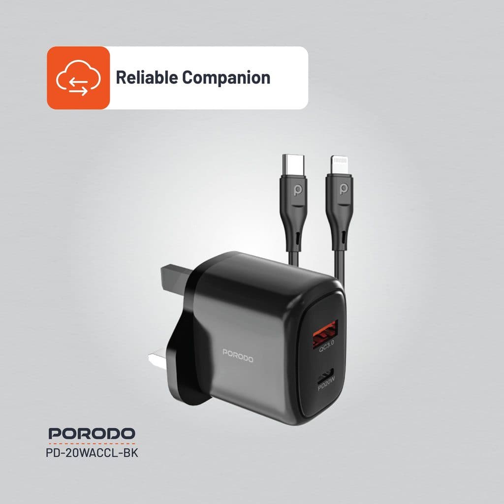 Porodo Dual Port Fast Charger Quick Charge + Power Deliver