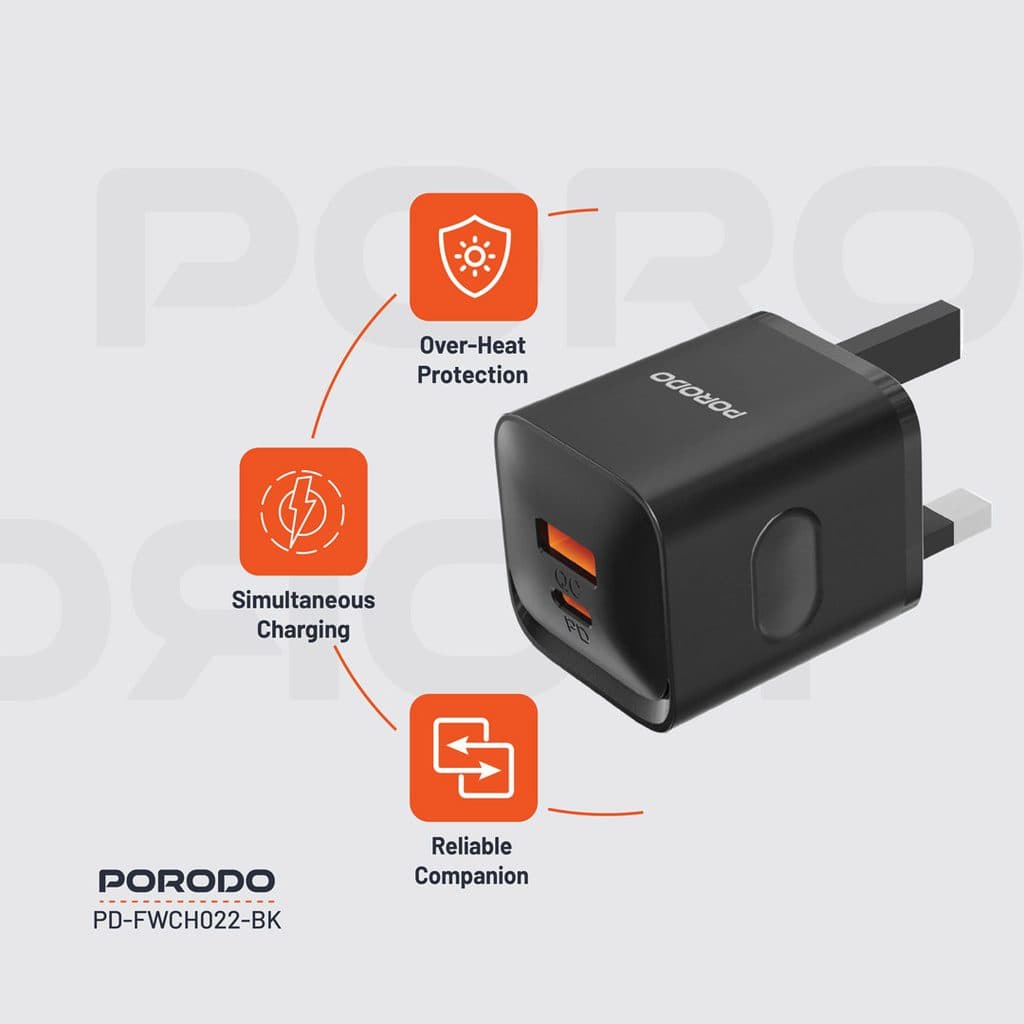 Porodo Dual port Wall Charger UK