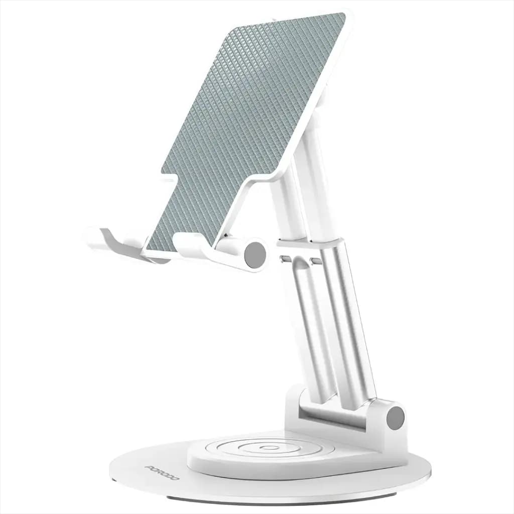 Porodo Foldable Phone & Tablet Desk Stand with Adjustable Telescopic Rod