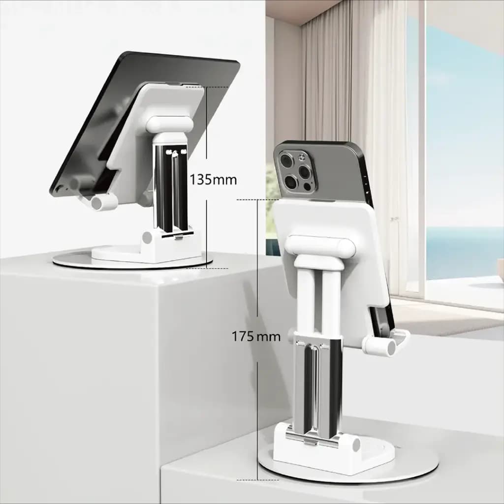 Porodo Foldable Phone & Tablet Desk Stand with Adjustable Telescopic Rod