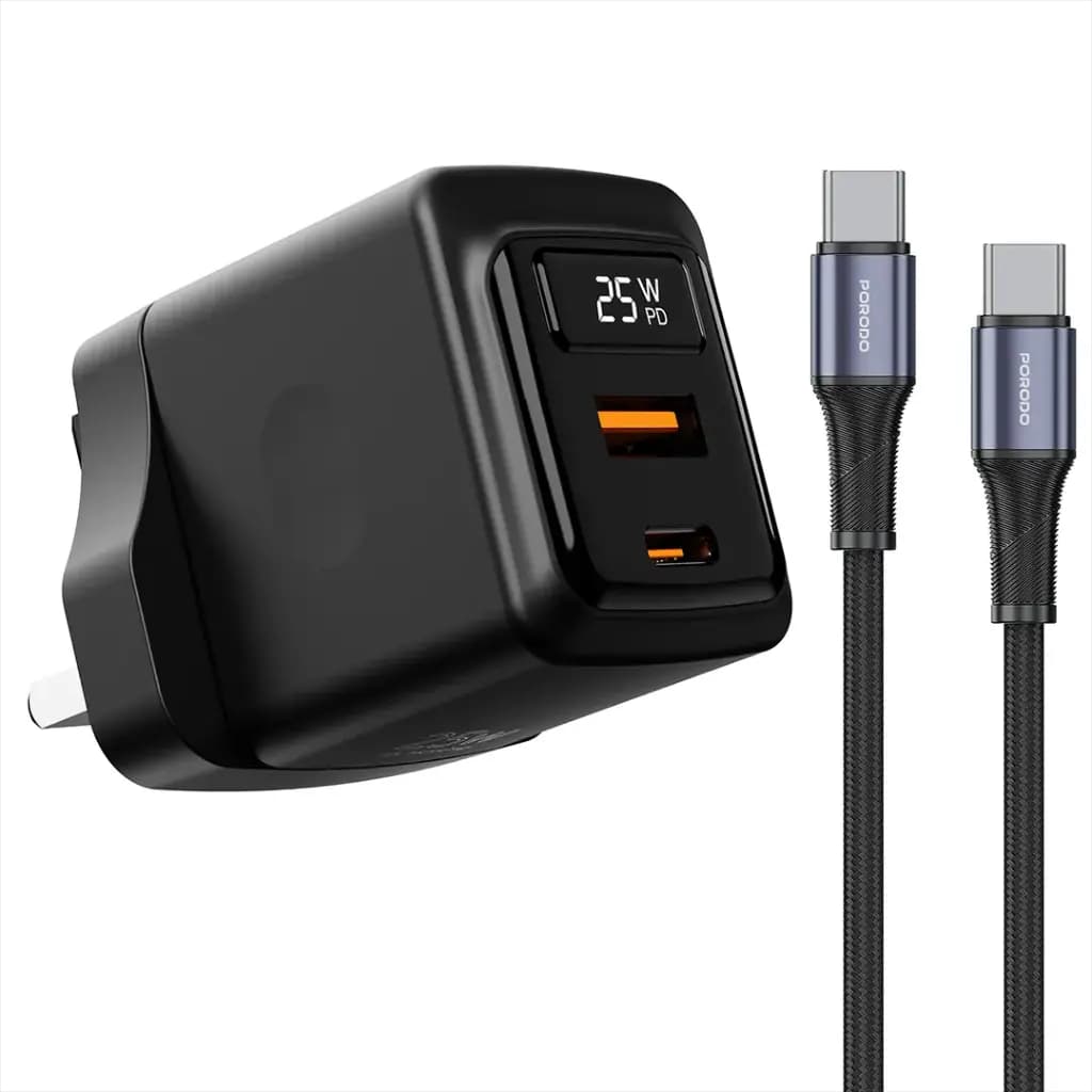 Porodo GaN 25W Dual-Port Wall Charger