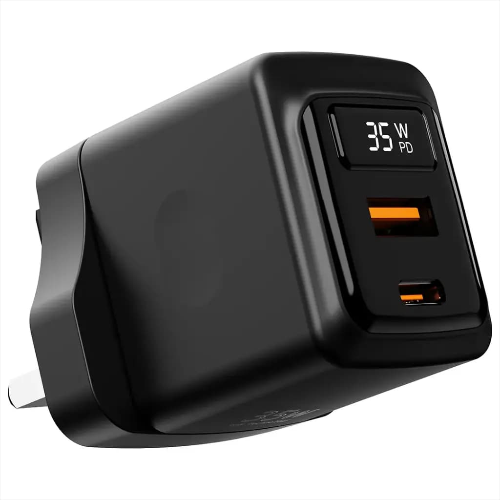 Porodo GaN 35W Dual Port Wall Charger with Power Display