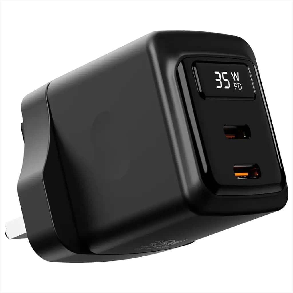 Porodo GaN 35W Dual USB-C Wall Charger with Power Display