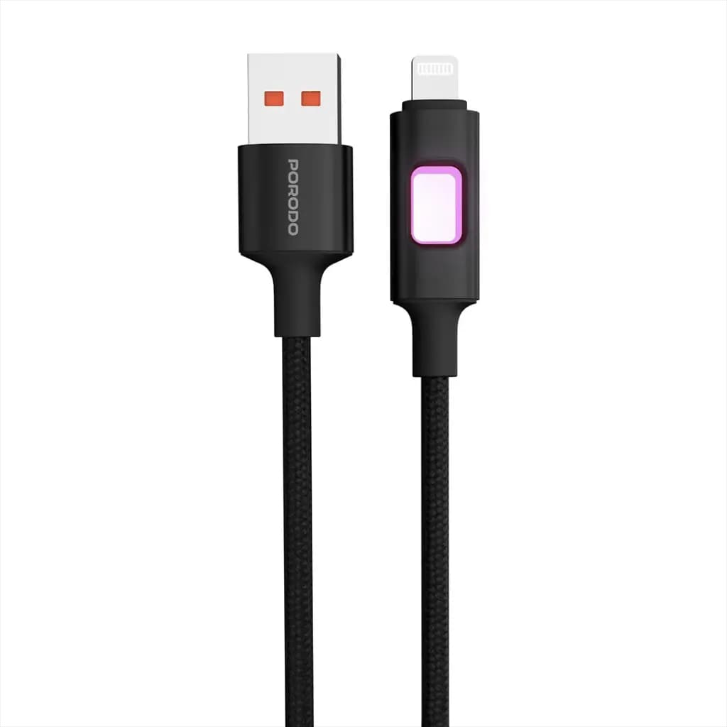 Porodo LED Braided USB-A to Lightning Cable