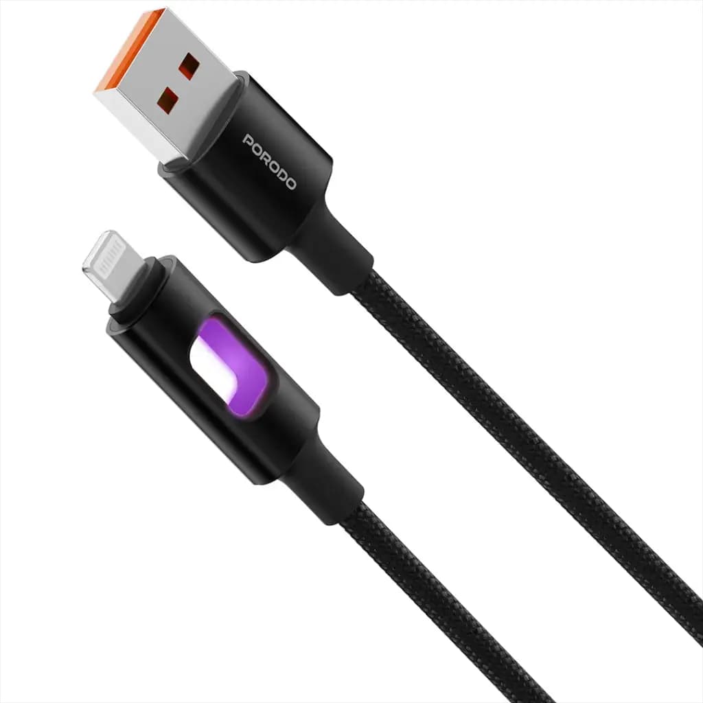Porodo LED Braided USB-A to Lightning Cable