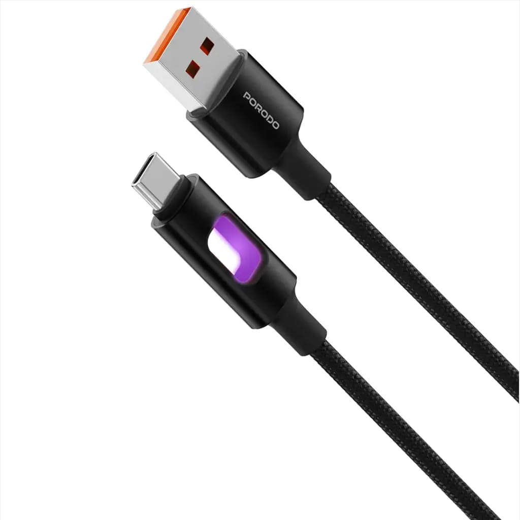 Porodo LED Braided USB-A to USB-C Cable