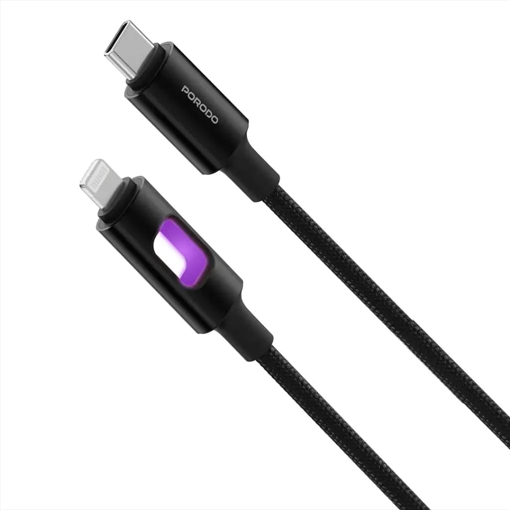 Porodo LED Braided USB-C to Lightning Cable PD 27W