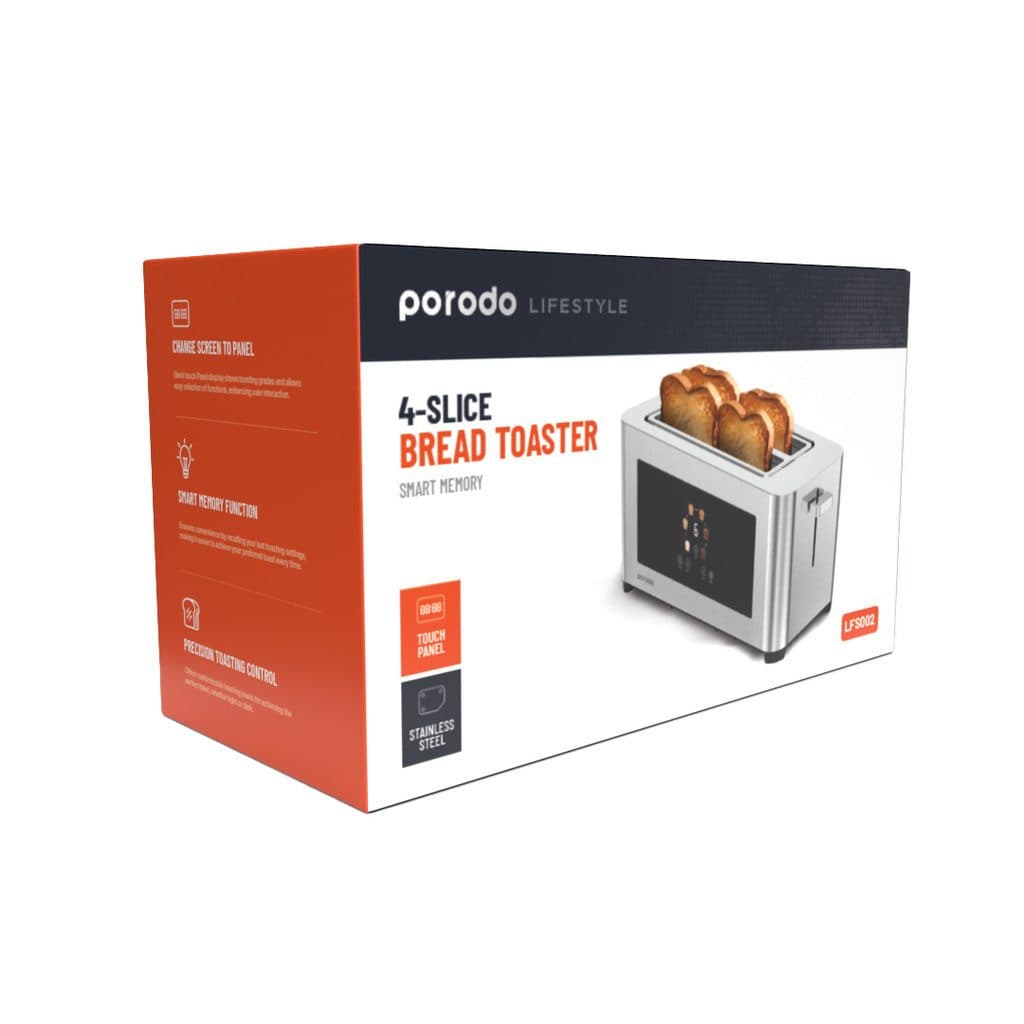 Porodo Lifestyle 4-Slice Bread Toaster Smart Memory