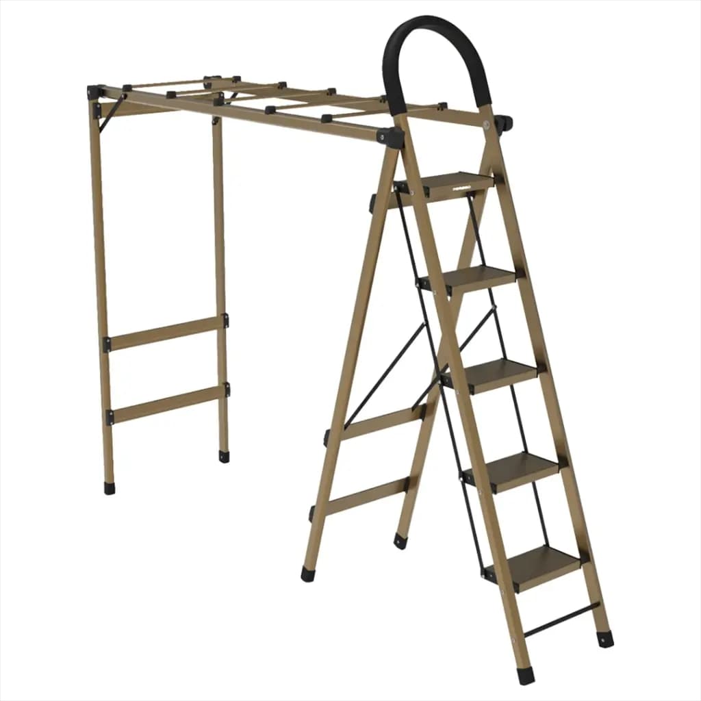 Multi-Function Folding Ladder with Overhead Rack
