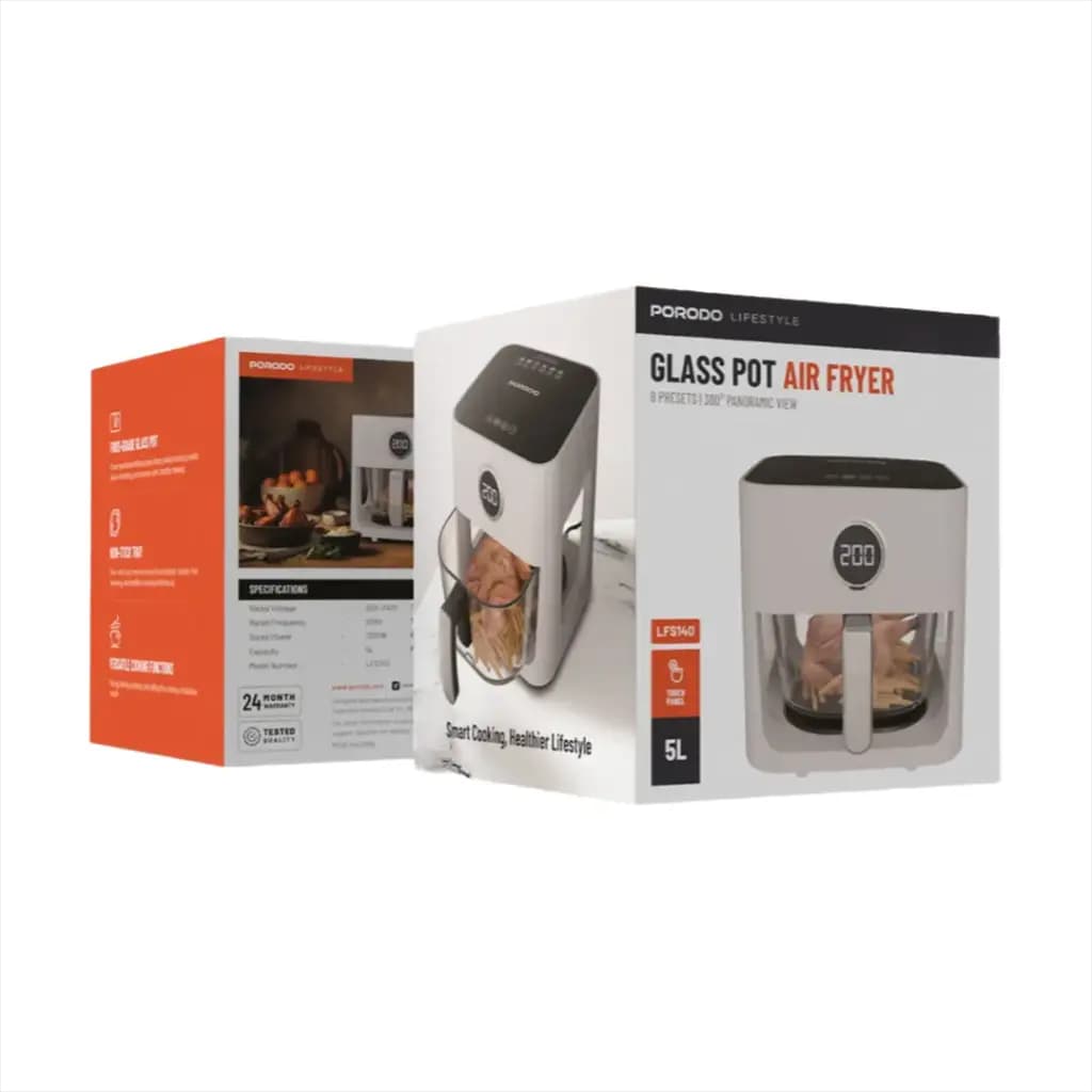 Porodo Lifestyle 5L Glass Pot Air Fryer