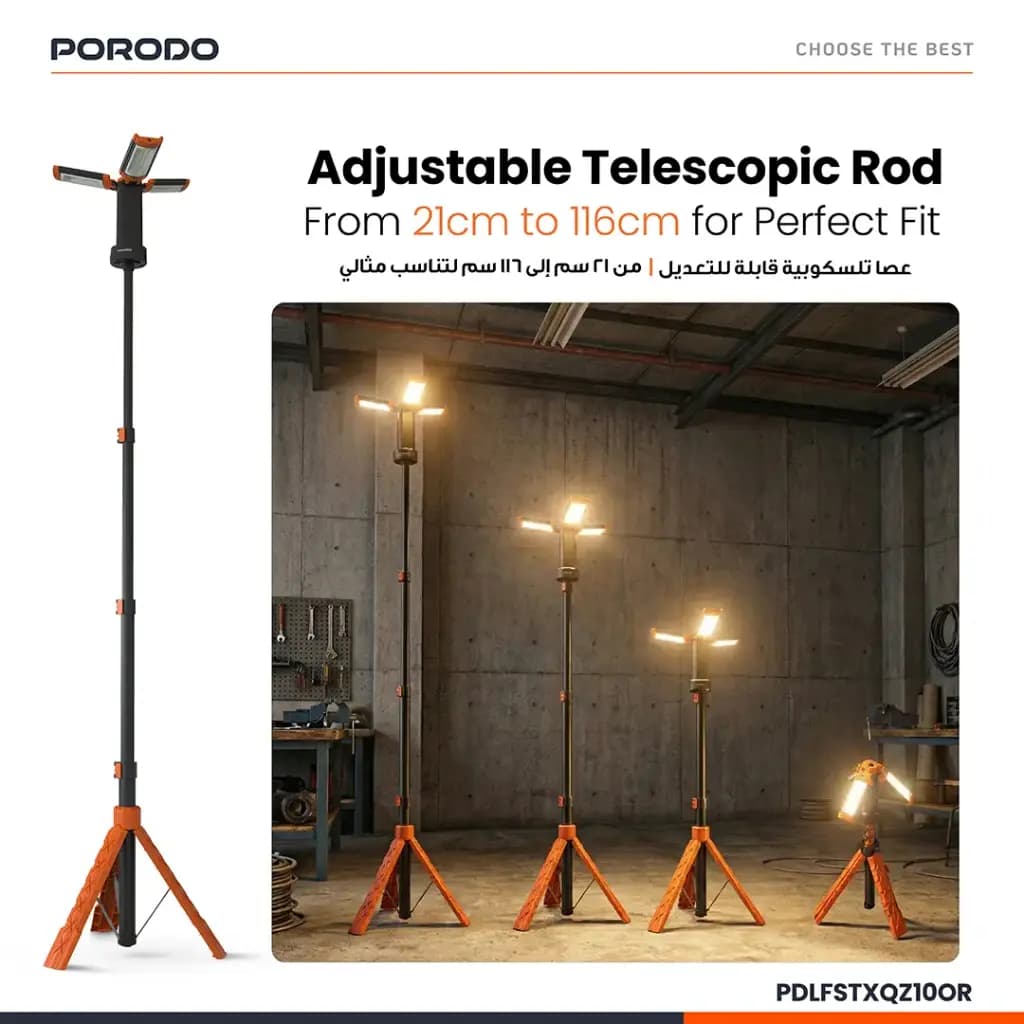 Porodo Lifestyle 9000mAh Work Lantern Foldable Multi-Mode LED Light