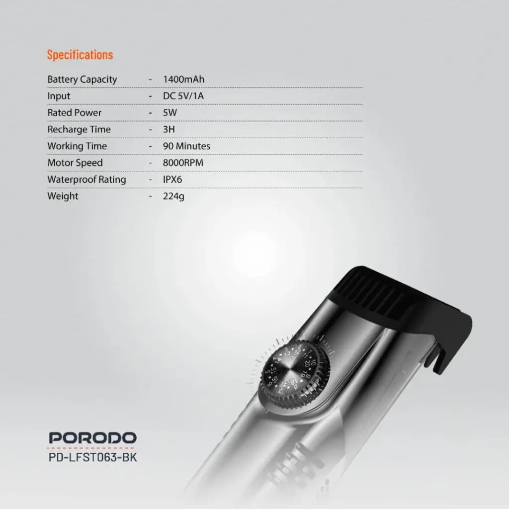 Porodo Lifestyle Air Suction Beard & Body Trimmer