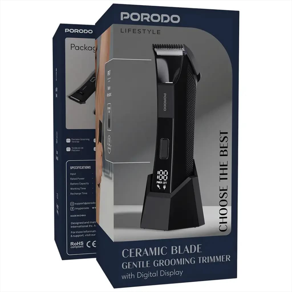 Porodo Lifestyle Ceramic Blade Grooming Trimmer with Digital Display