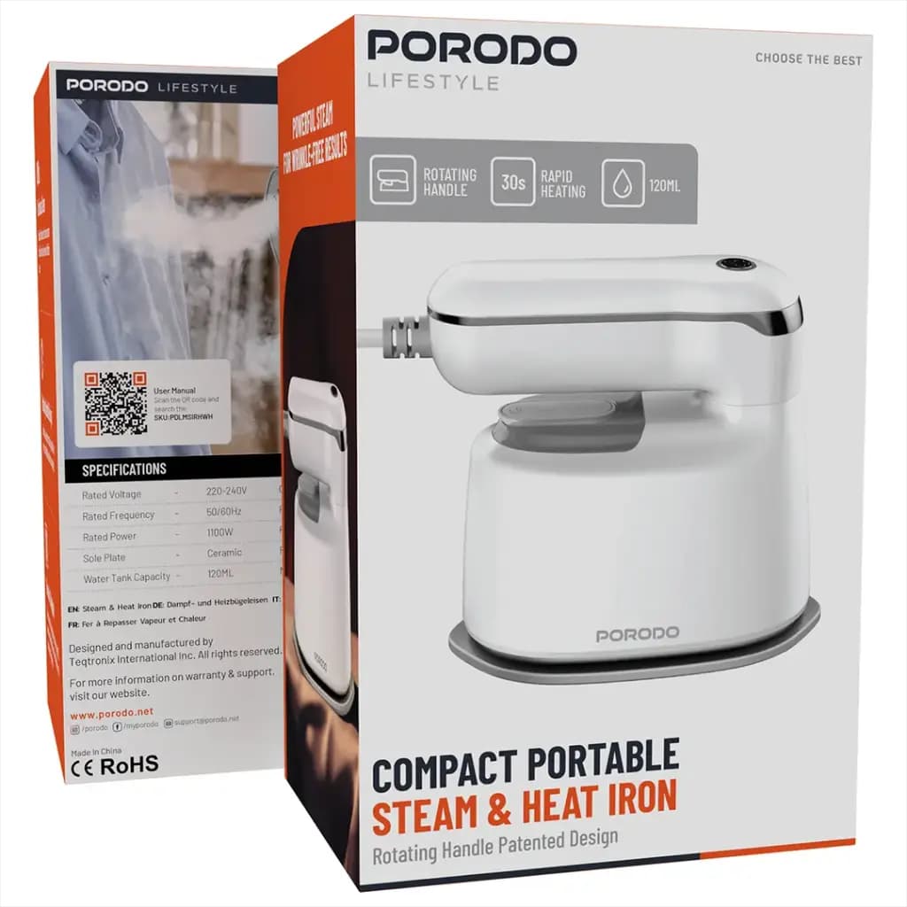Porodo Lifestyle Compact Portable Steam & Heat Iron