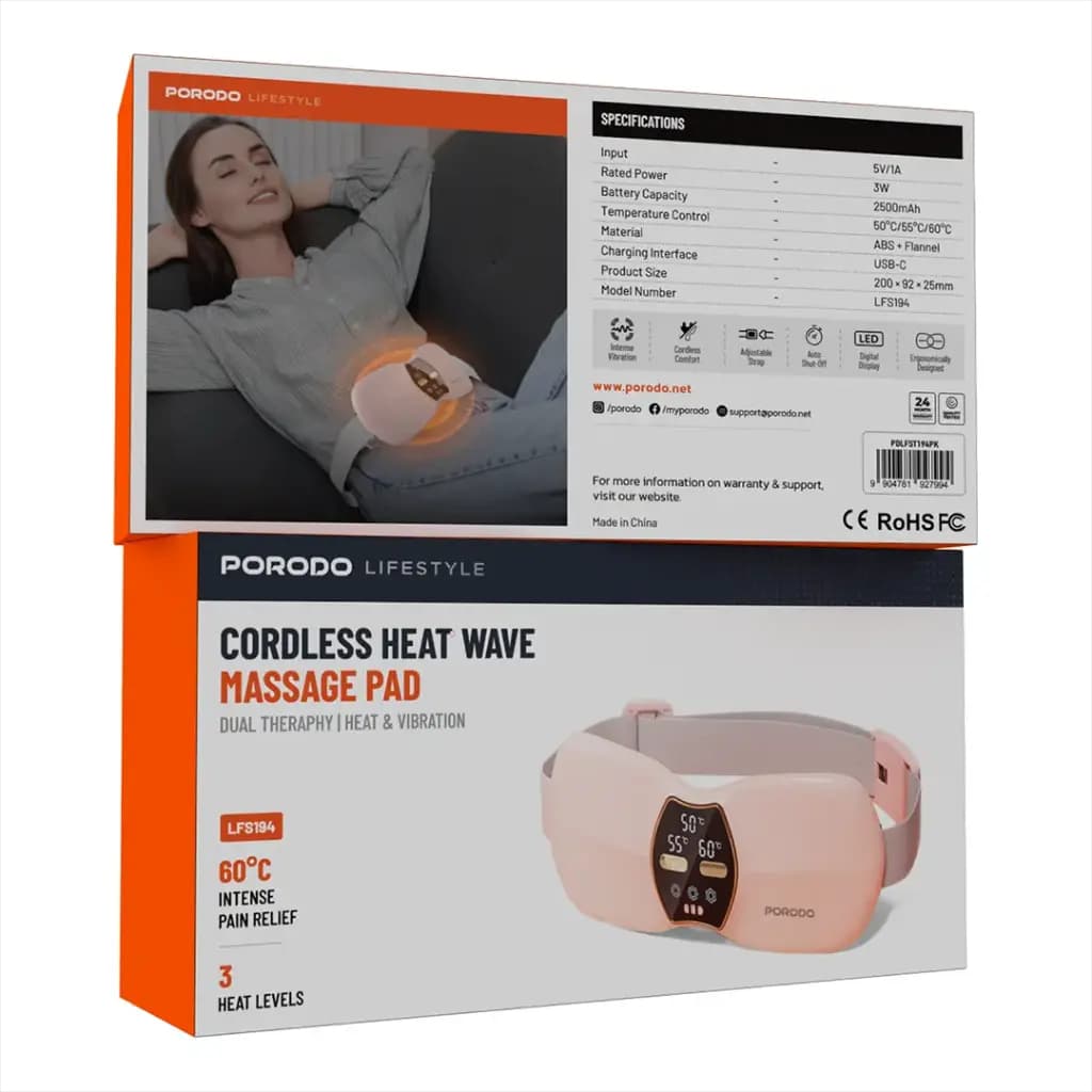 Porodo Lifestyle Cordless Heat Wave Massage Pad