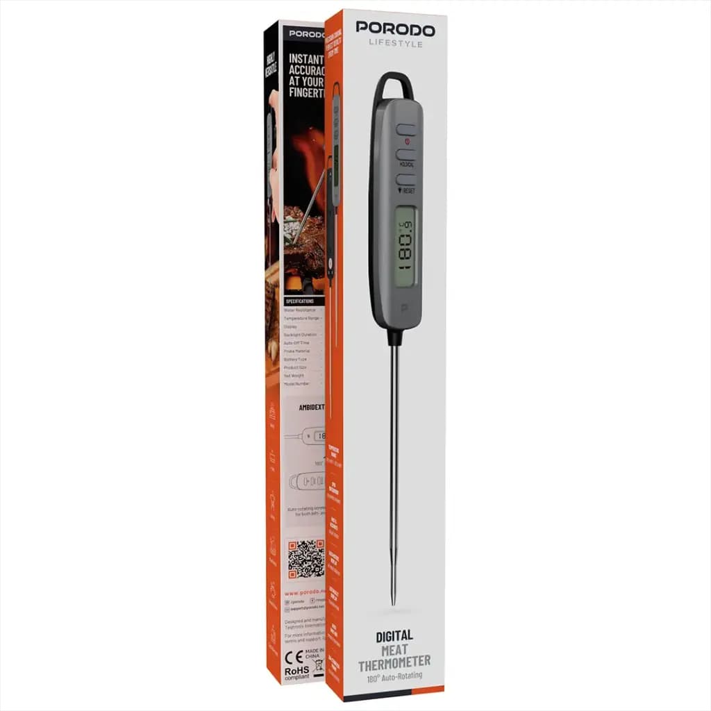 Porodo Lifestyle Digital Meat Thermometer with 180° Auto-Rotating