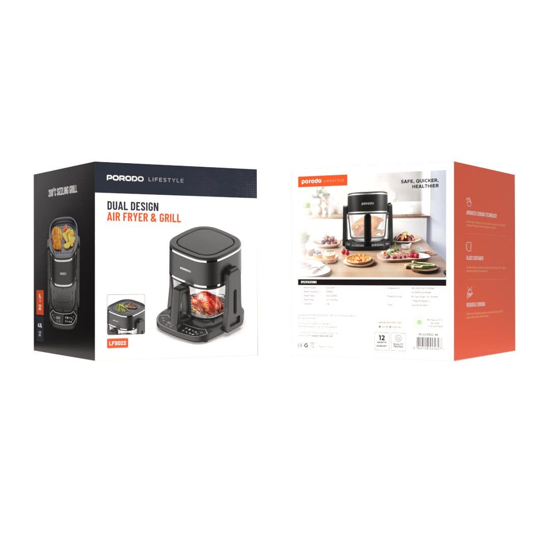 Porodo Lifestyle Dual Design Air Fryer & Grill