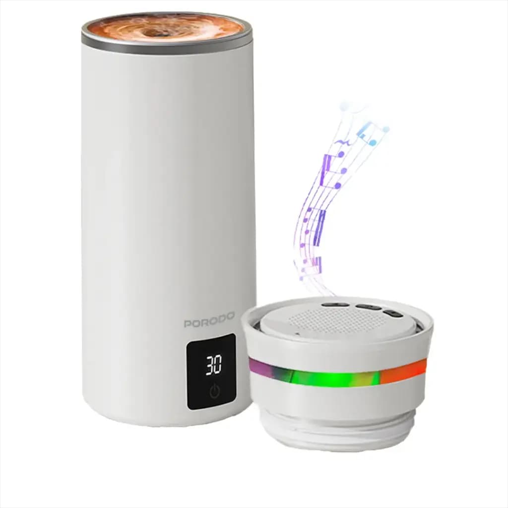 Porodo Lifestyle Fluxmix 350ML Stirring Cup with Speaker