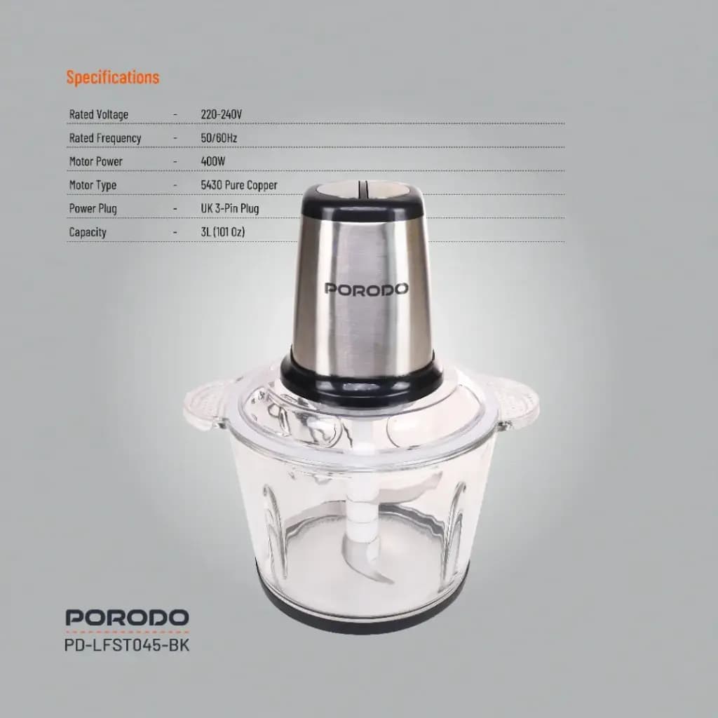 Porodo Lifestyle Meat and Vegetable Electric Food Chopper