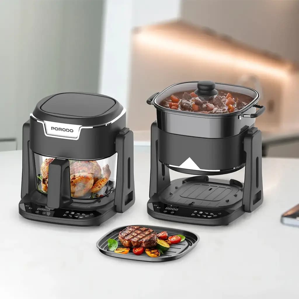 Porodo Lifestyle Quick Flip 3-In-1 Air Fryer | Grill | Hot Pot 4.5L