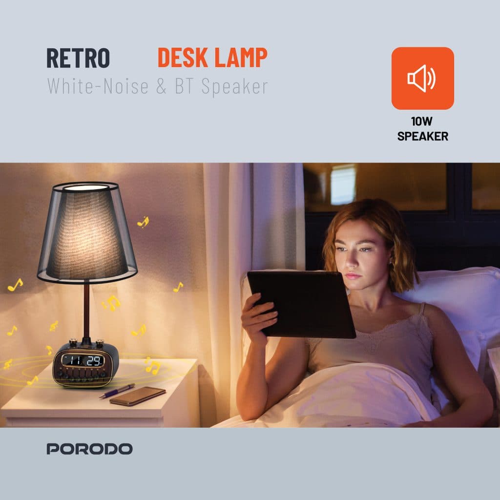 Porodo Lifestyle Retro Desk Lamp White-Noise & BT Speaker