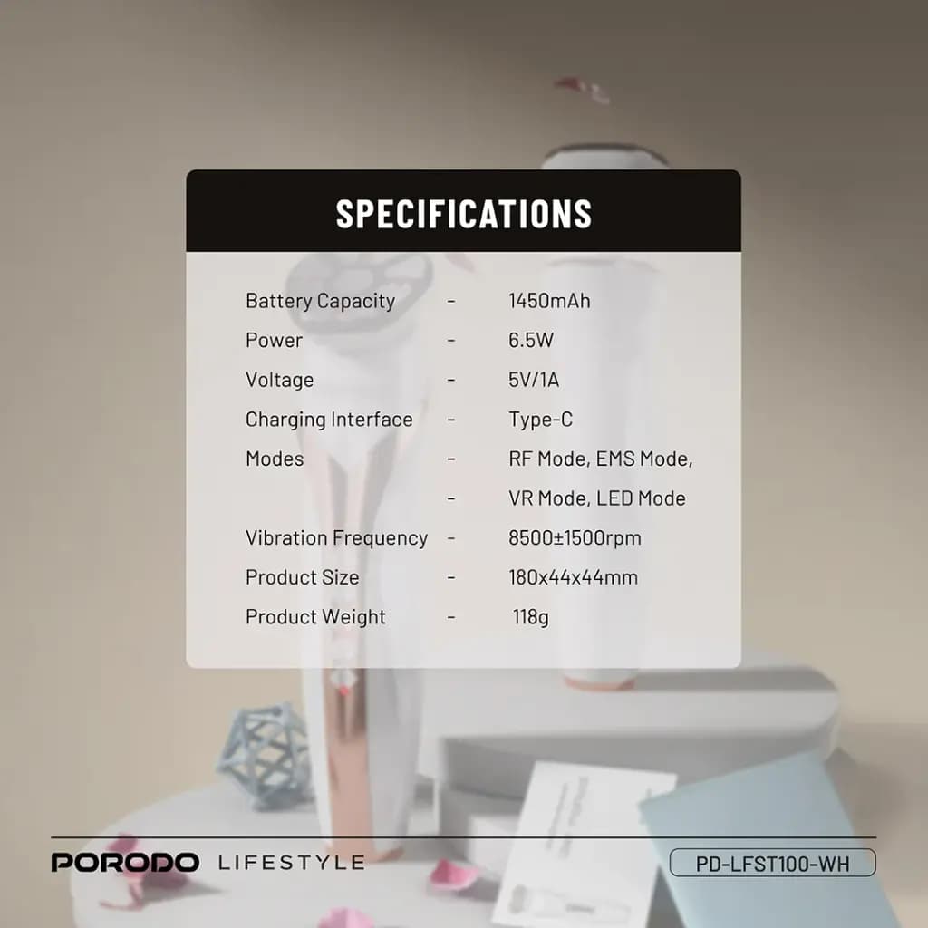 Porodo Lifestyle RF & EMS Vibration Light Therapy Device