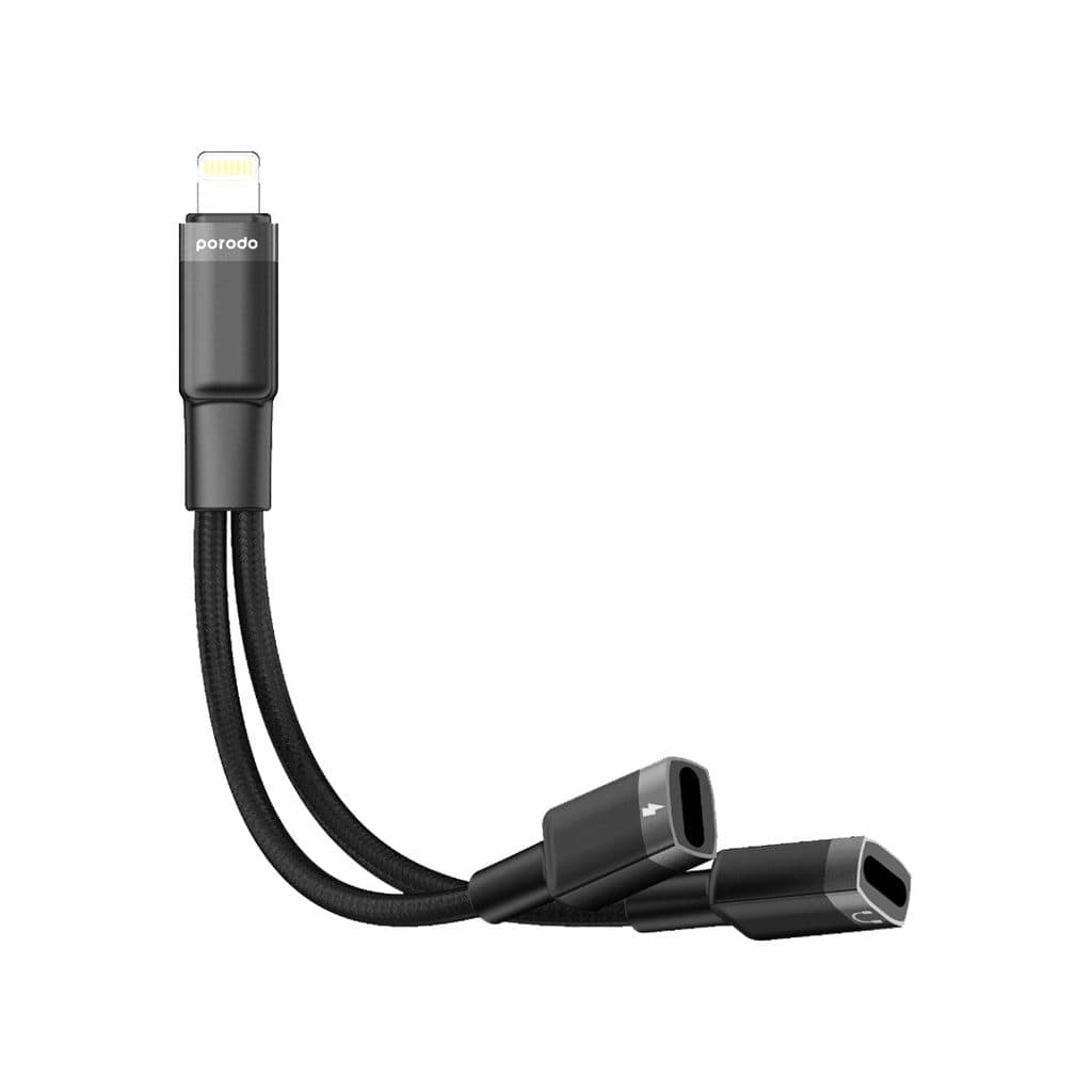Porodo Lightning Connector Audio & Charge Adapter 0.12m